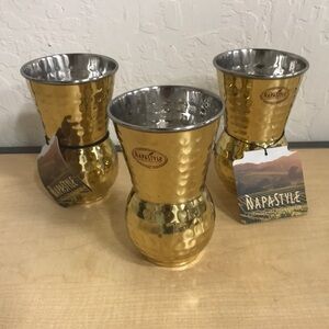 Napa Style Hand Hammered Bottega Brass Tumblers Set of 3